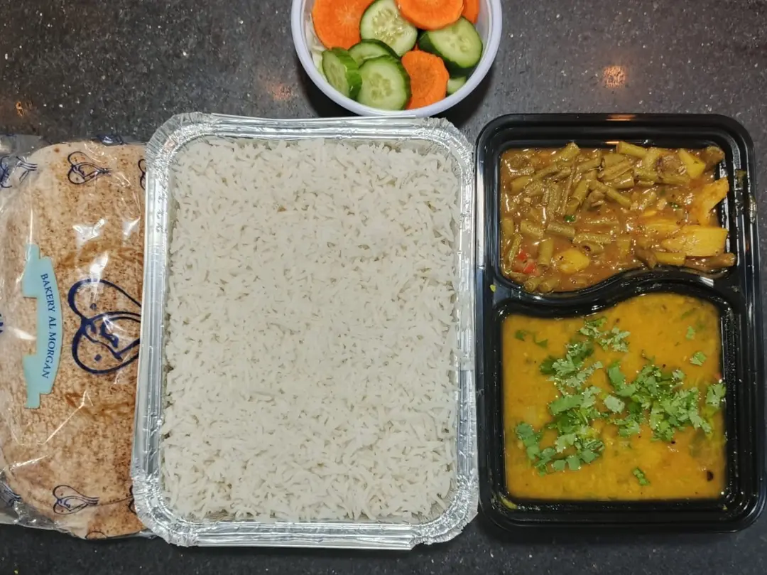 Compartment Meal with Rice and Curry